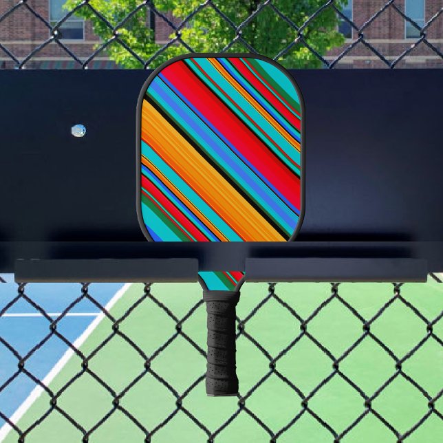 Serapdesign in Aquamarinem Rot-Gelb-Blau Pickleball Schläger (Von Creator hochgeladen)