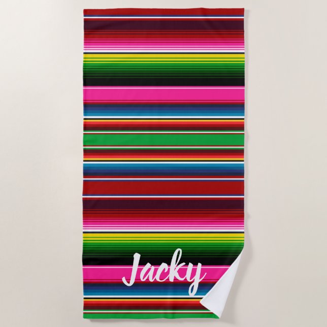 Serape Individuelle Name Hochzeit Urlaub Strandtuch (Vorderseite)