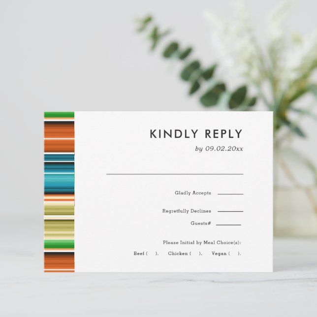 Serape Summer Stripes | RSVP für Hochzeiten + Wahl (Stehend Vorderseite)