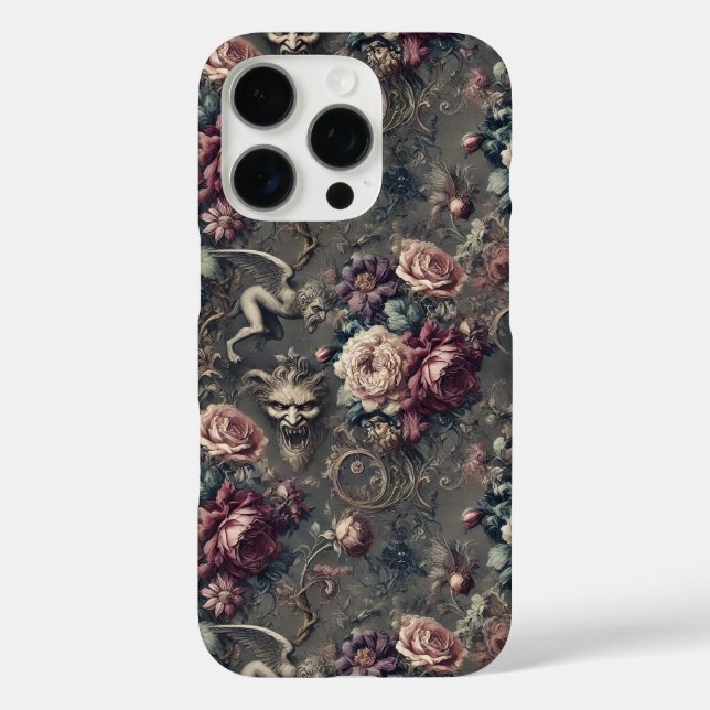 Seraph Jagd - Gothic Floral Design iPhone 16 Pro Hülle (Rückseite)