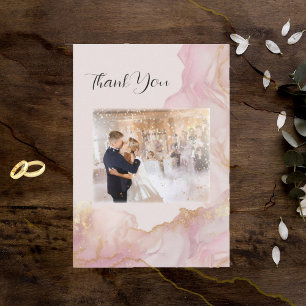 Seraphina Rosa und Gold Hochzeit Dankeskarte