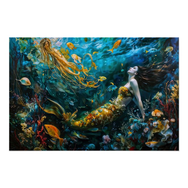 "Seraphina" - Wunderschöne mystische Meerjungfrau Poster (Vorderseite)
