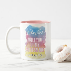 seras-tu ma demoiselle d'honneur mug aquarelle