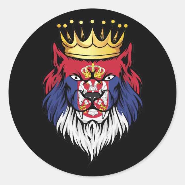 Serbia Lion King Flag Runder Aufkleber (Vorderseite)