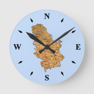 Serbia Map Clock Runde Wanduhr