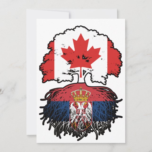 Serbia Serbian Canadian Canada Tree Roots Flag Einladung (Vorderseite)