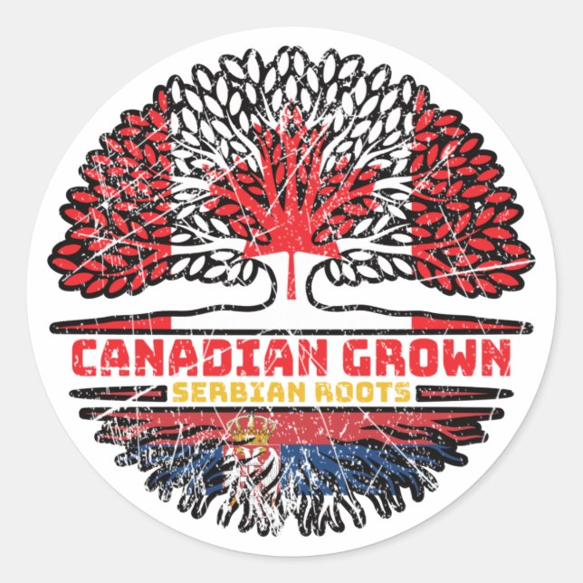 Serbia Serbian Canadian Canada Tree Roots Flag Runder Aufkleber (Vorderseite)