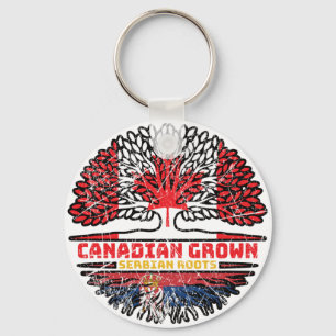 Serbia Serbian Canadian Canada Tree Roots Flag Schlüsselanhänger