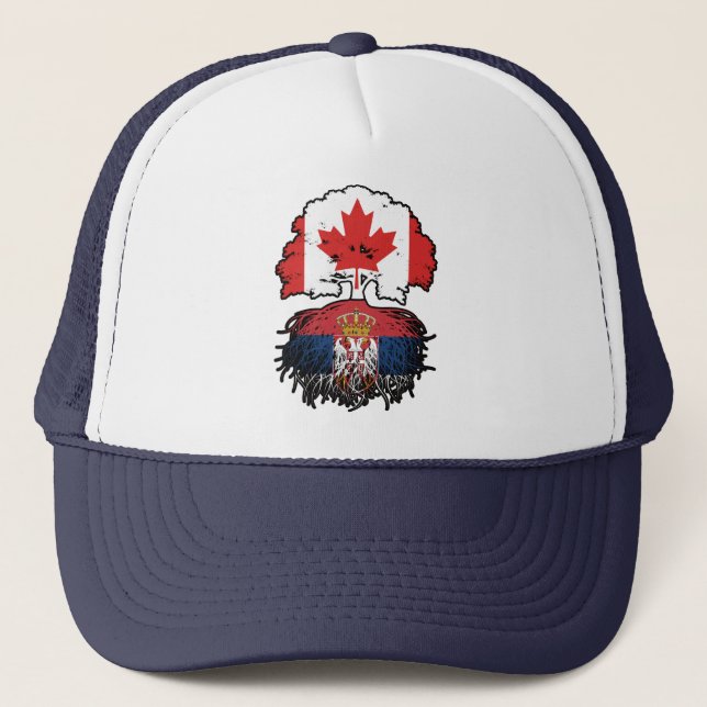 Serbia Serbian Canadian Canada Tree Roots Flag Truckerkappe (Vorderseite)