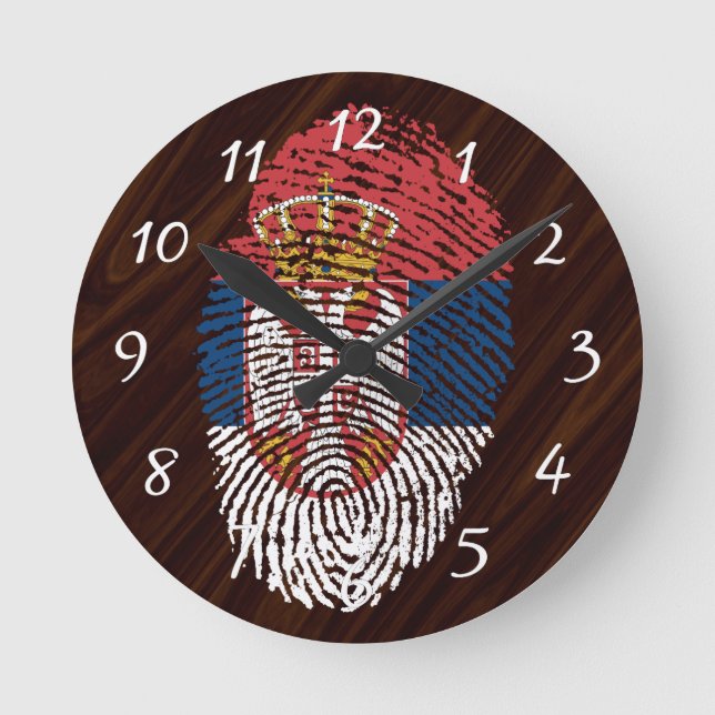 Serbian touch fingerprint flag runde wanduhr (Vorderseite)
