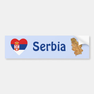 Serbien-Flagge Herz + Karte Aufkleber Autoaufkleber