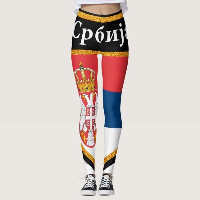 Serbien-Flagge Leggings (Vorderseite)