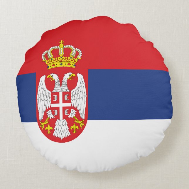 Serbien-Flagge Rundes Kissen (Rückseite)