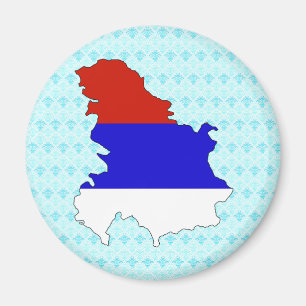 Serbien-Flaggen-Karte Größengleich Magnet
