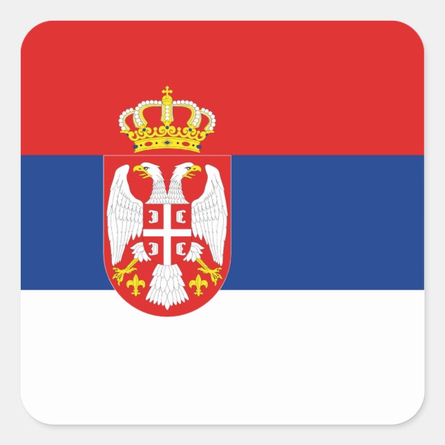 Serbien-Flaggenaufkleber Quadratischer Aufkleber (Vorderseite)