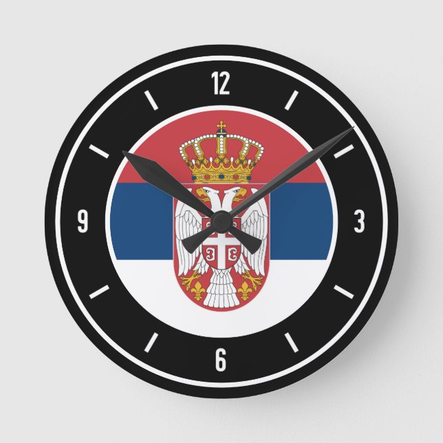 Serbien-FlaggenElegant Runde Wanduhr (Vorderseite)