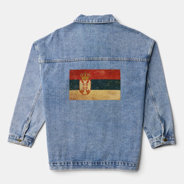 Serbien Flaggenfrauen Jeansjacke (Rückseite)