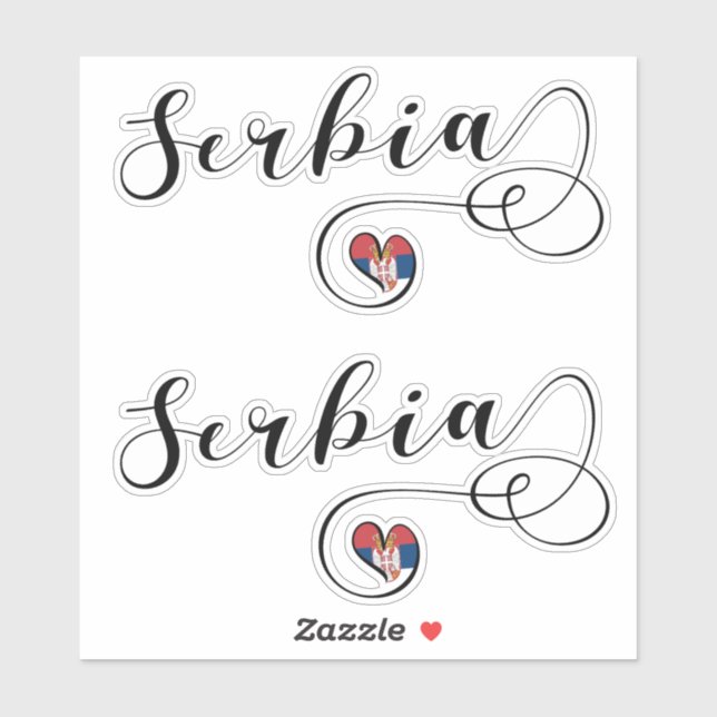 Serbien Flaggenherz, Republika Srbija Aufkleber (Blatt)