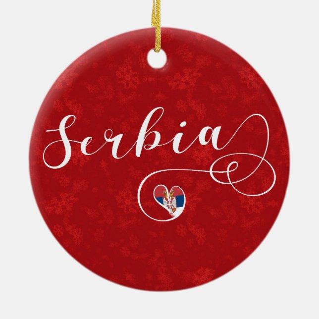 Serbien Flaggenherz, Republika Srbija Keramik Ornament (Hinten)