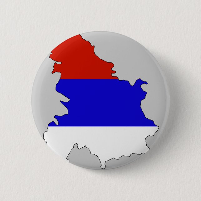 Serbien-Flaggenkarte Button (Vorderseite)