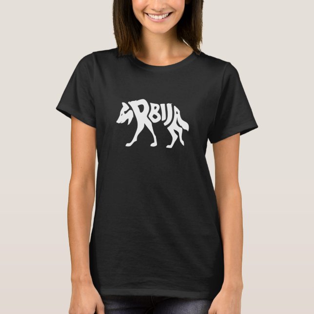 Serbien Gray Wolf Srbija Word Cool Animal T-Shirt (Vorderseite)
