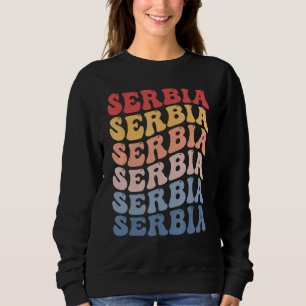 Serbien Groovy Retro Serbisch Sweatshirt