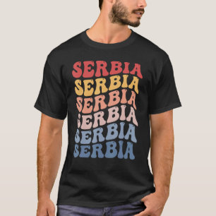 Serbien Groovy Retro Serbisch T-Shirt