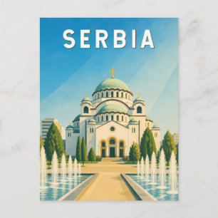Serbien Illustration Reise Kunst Vintage Postkarte