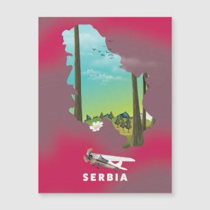Serbien Illustrierte Reiselandkarte Poster Magnetkarte