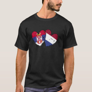 Serbien Niederlande Herzen Flagge Serbisch Niederl T-Shirt