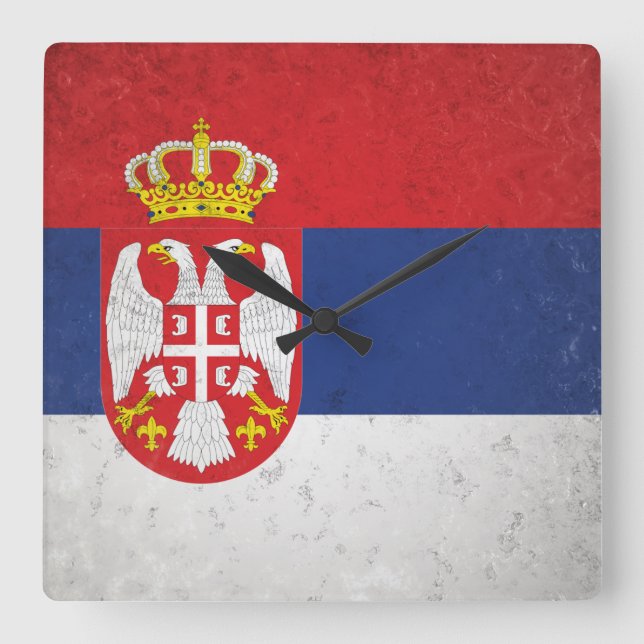 Serbien Quadratische Wanduhr (Vorderseite)