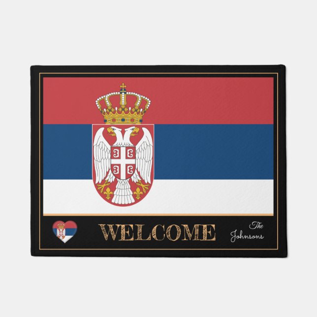 Serbien & serbische Flag House Matts / Sport Willk Fußmatte (Vorderseite)