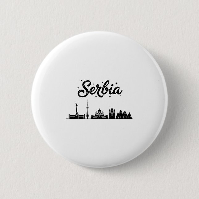 Serbien Skyline Reise Urlaub Outfits Button (Vorderseite)