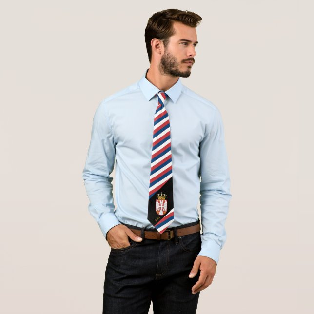 Serbien Stripes Krawatte, Business Serbiens Flag M Krawatte (Beispiel)