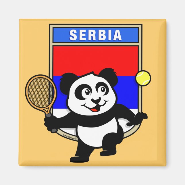 Serbien Tennis Panda Magnet (Vorne)