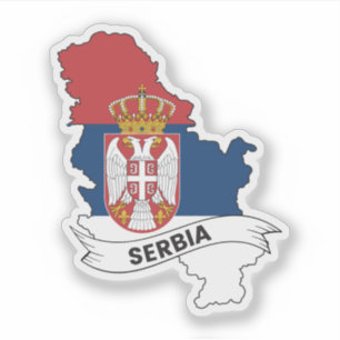 Serbiens Flag Karte Aufkleber