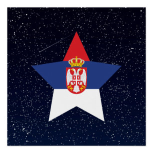 Serbiens Flaggenstern im Weltraum Poster