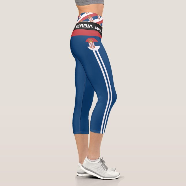Serbiens und serbische Flaggenmode, Fitness, Sport Capri Leggings (Rechts)