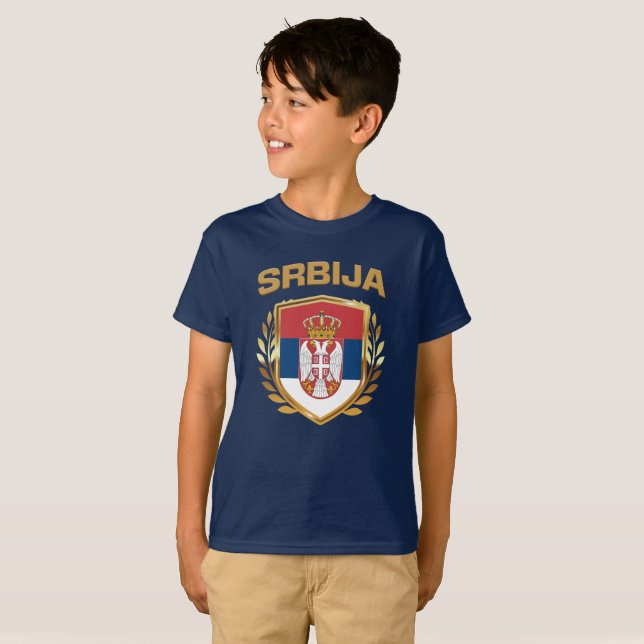 Serbija Drapeau Bouclier Serbie T-shirt (Devant entier)