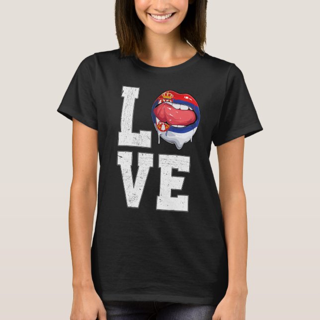 Serbische Fahne Fan Liebe Serben T-Shirt (Vorderseite)