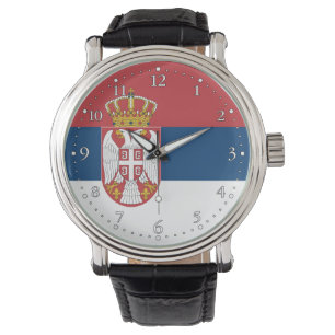 Serbische Flagge Armbanduhr