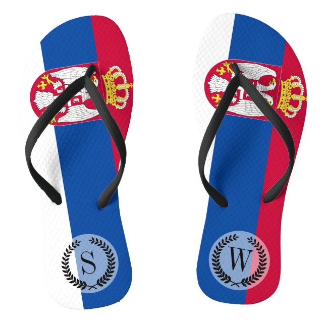Serbische Flagge Flip Flops (Fußbett)