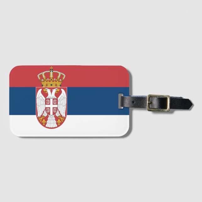 Serbische Flagge Gepäckanhänger (Vorderseite (Horizontal))