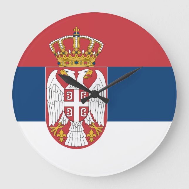 Serbische Flagge Große Wanduhr (Vorderseite)