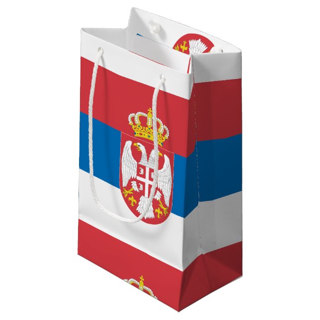 Serbische Flagge Kleine Geschenktüte (Vorderseite Schrägansicht)