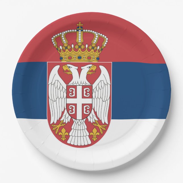 Serbische Flagge Pappteller (Vorderseite)