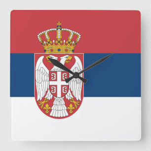 Serbische Flagge Quadratische Wanduhr