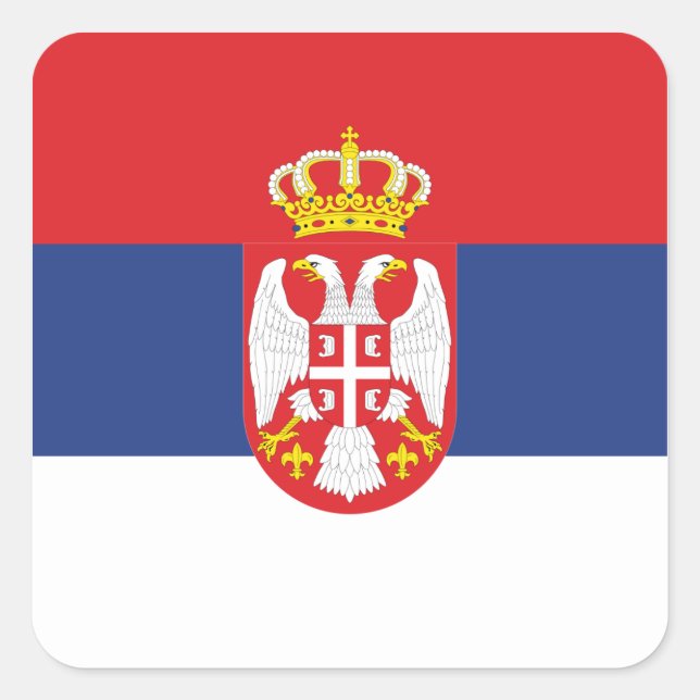 Serbische Flagge Quadratischer Aufkleber (Vorderseite)