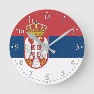 Serbische Flagge Runde Wanduhr