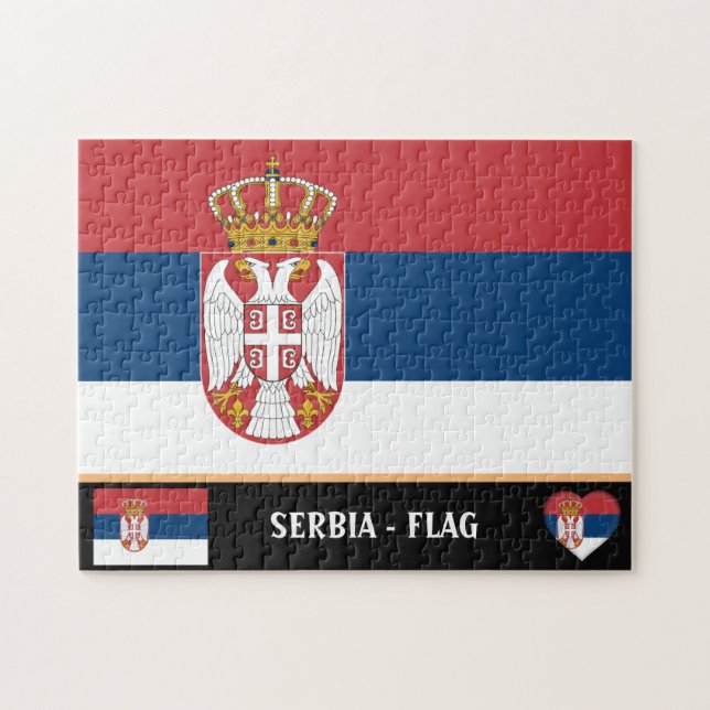 Serbische Flagge & Serbien - Land, Urlaub/Sport (Horizontal)